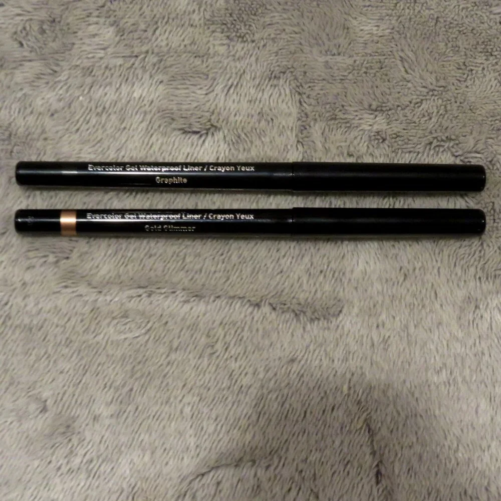 New NWOB Lot 2 Mally Evercolor Gel Waterproof Liners Graphite & Gold Glimmer